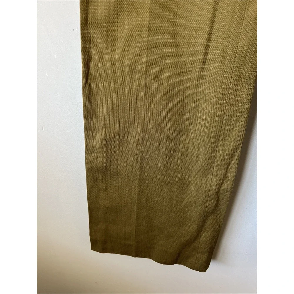 Sezane Button Front Chuck Trouser Pants Size 38 Cotton Linen Olive Green